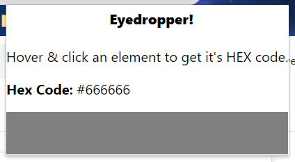 overlay with text that reads 'Eyedropper! Hover & click an element to get its HEX code'